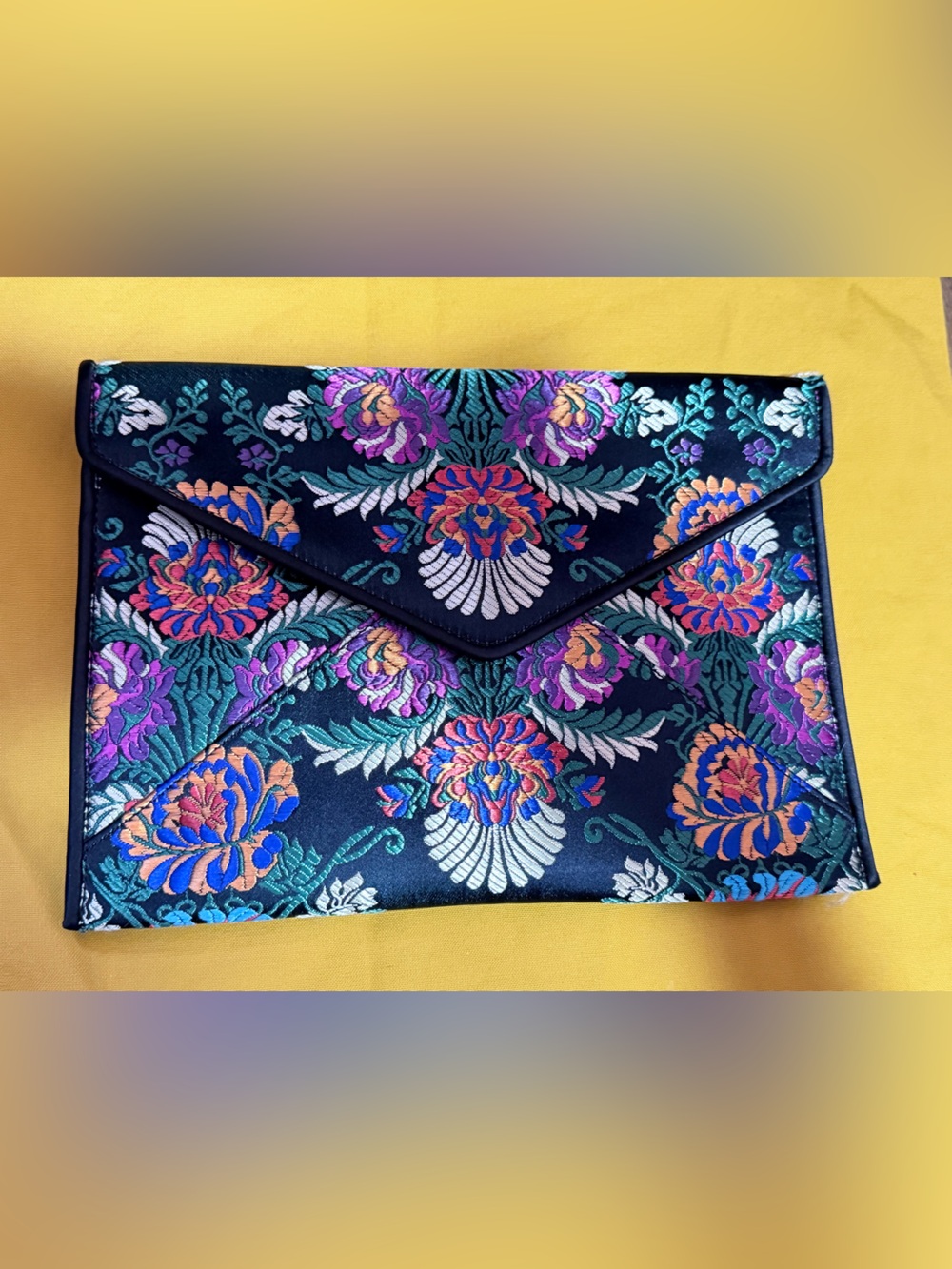 Rebecca Minkoff black Floral Embroidered Envelope Clutch
